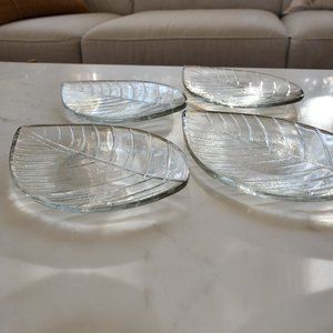Glass blown Leaf platter Set of 4